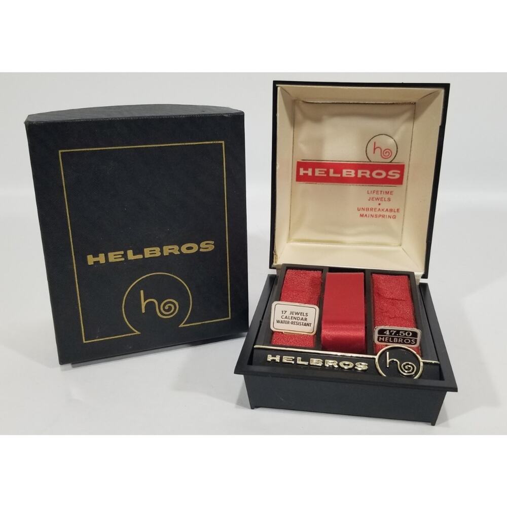 Helbros playboy wb 17 jewels mens watch box and case vintage 1960s case box only